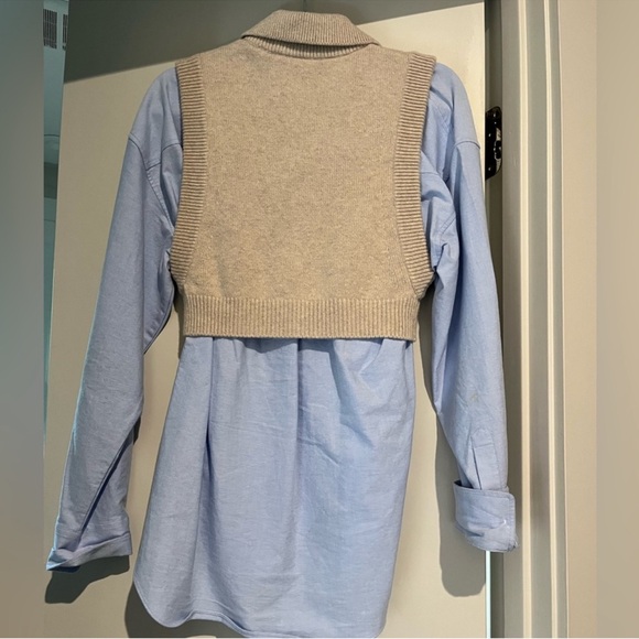 Alexander Wang Cream bilayer Knit Vest with Light Blue Shirt - Picture 4 of 4